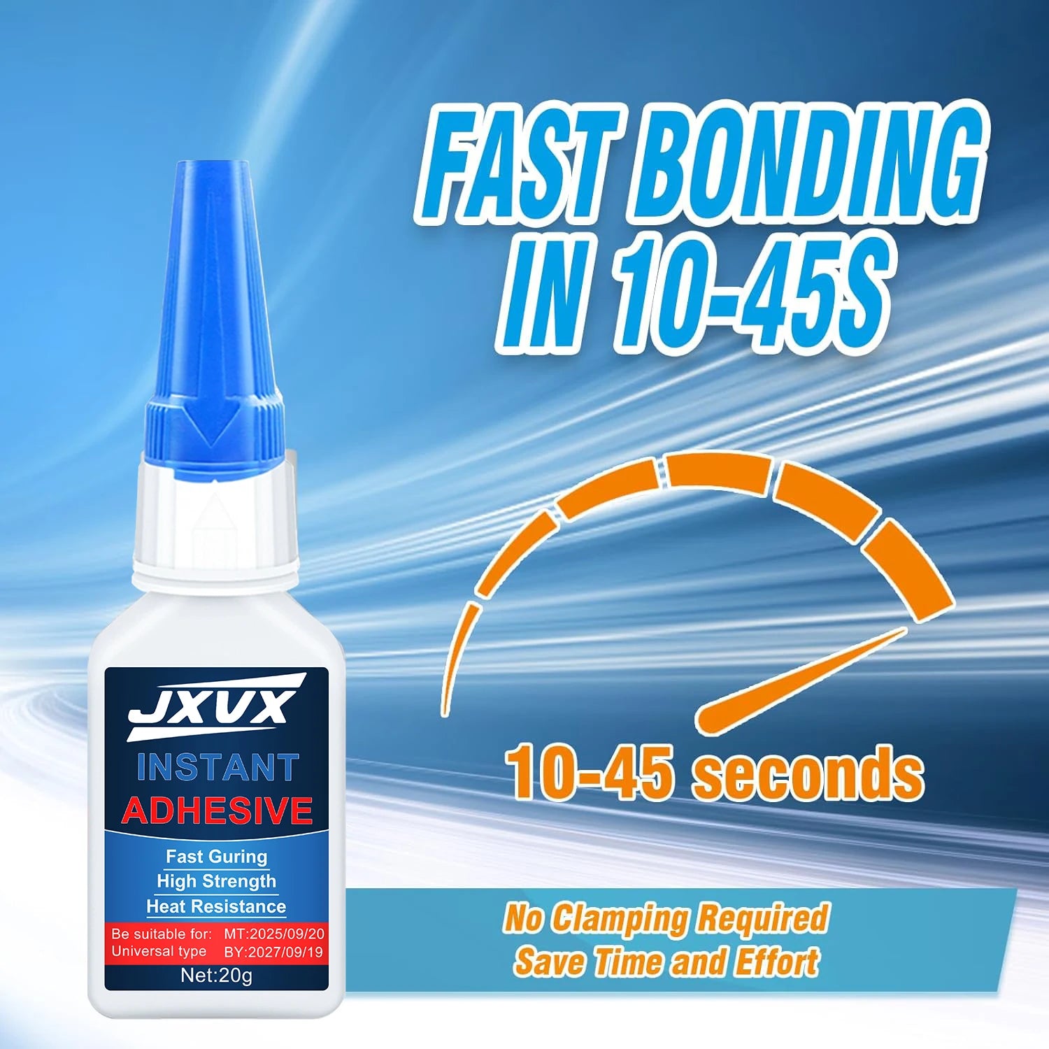 JXVX Super Instant 495 Glue,5Sec Super Glue Strong Bond for Shoes/Glass/Metal/Wood/Plastic,Ceramic Quick Dry Industrial Strength Instant Adhesive Tool