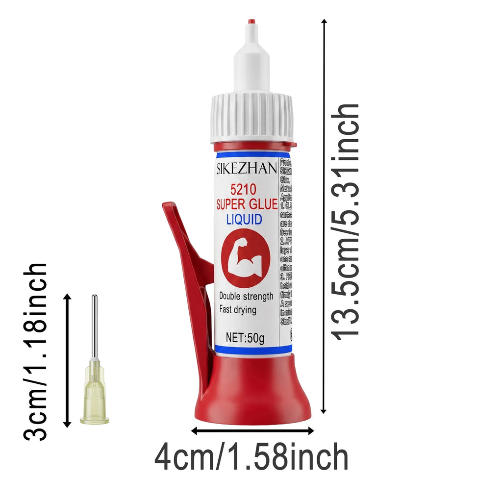 5210 Industrial Super Glue 50g High Viscosity Fast Bond Liquid Adhesive Precision Needle Tip Wood Metal Shoe Heavy Duty Repair