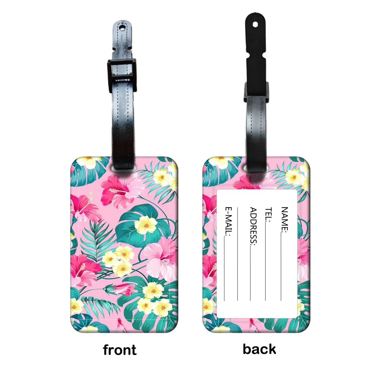 Flowers and Plants Baggage Tag Feather Suitcase Backpack Anti-Lost Listing ID Card Holder Fashion Luggage Accessories Gifts