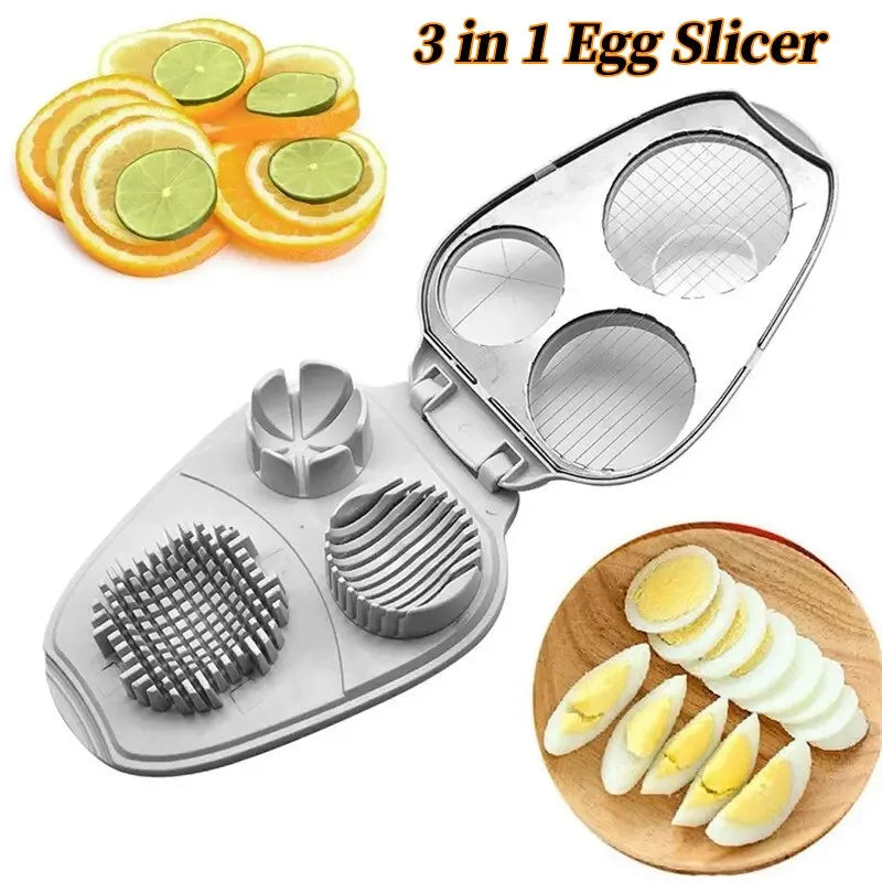 3in1 Creative Egg Slicer Hard Boiled Eggs Slicers Kitchen Food Slicers Fruit Vegetable Manual Slicers Household Kitchen Supplies