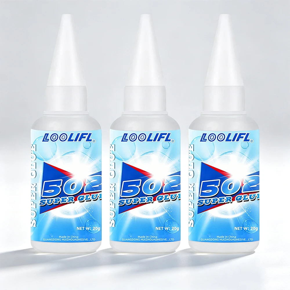 Loolifl Super Instant Glue Clear Strong Bond Adhesive Universal Repair Glue for Toy Metal Glass Wood Ceramic Leather Shoe Fix