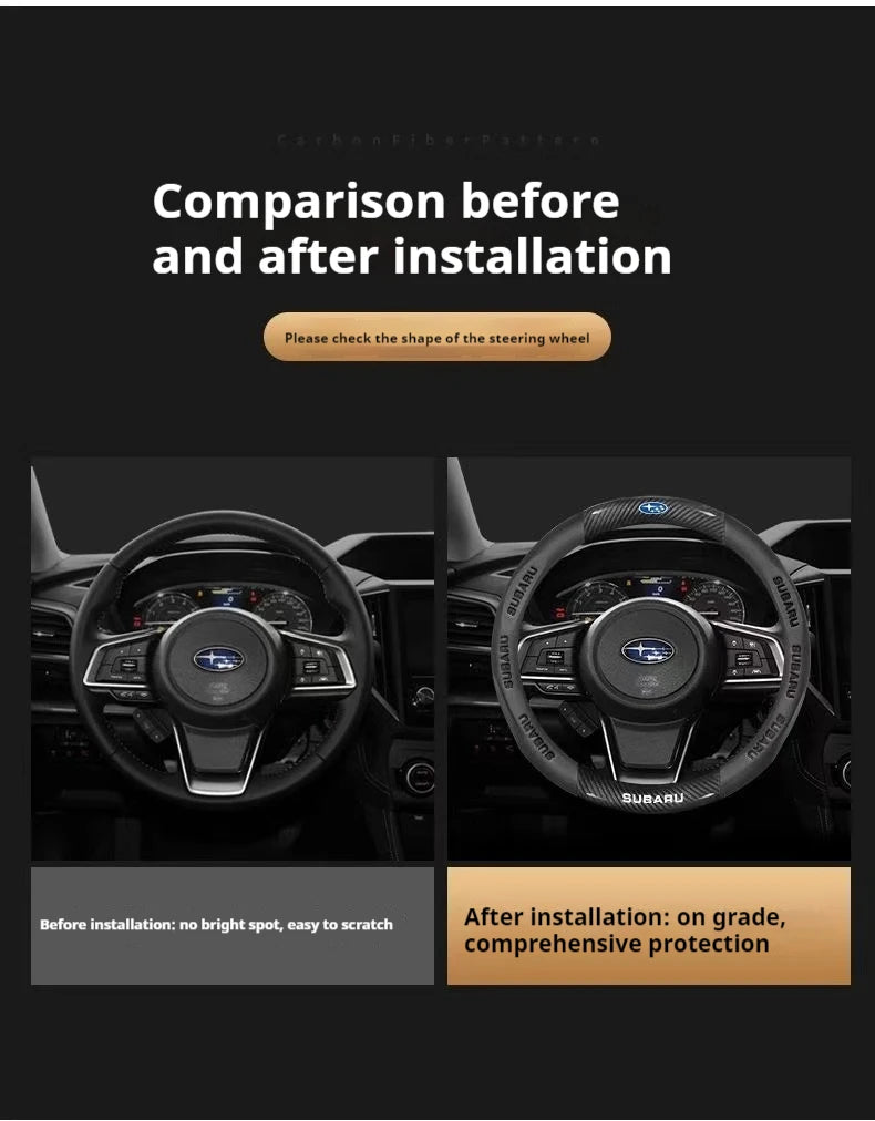 For Subaru Brz Wrx Xv Ascent Forester Outback Impreza Legacy Car AntiSlip Carbon Fiber Leather Ultrathin Steering Wheel Cover