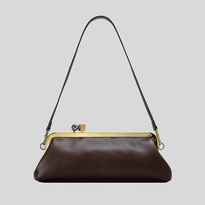 Fashion Long Clutch Bag for Women Luxury Designer Kiss Lock Women Shoulder Bags Elegant Party Purses Trend Underarm Bag 2025