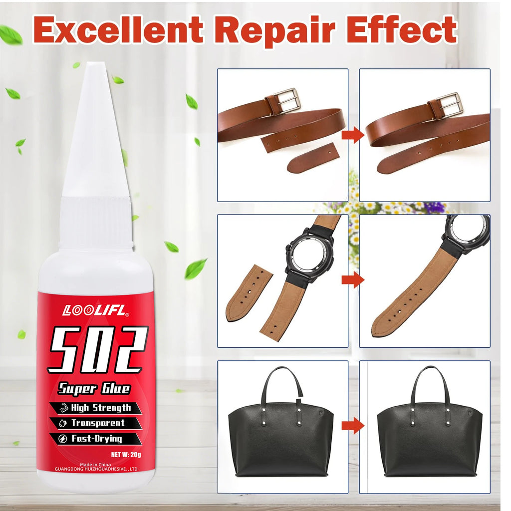 LOOLIFL502 Super GlueInstantQuick-dryingCyanoacrylate Adhesive Leather Rubber Wood Metal Strong Bond Liquid Glue Tool,Stationery