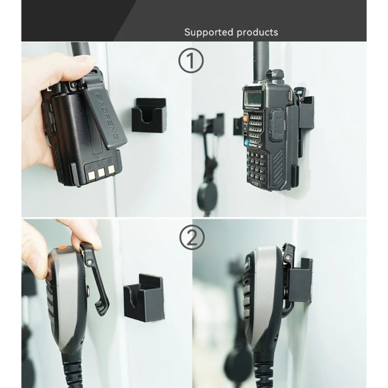 Reliable Car Mount Adhesive Back Rack Convenient Access Walkies Talkies Hold ABS for Driver & Enhances Communication
