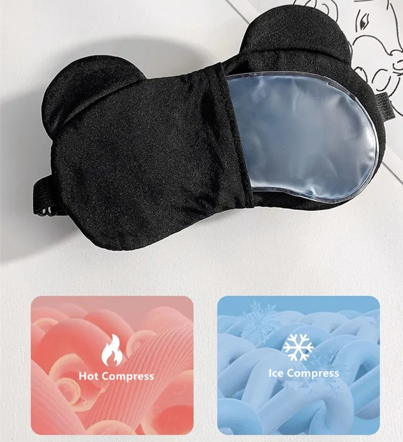Cute Bear Eye Mask Sleep Aid Light Blocking Breathable Eyeshade for Travel Protective Safety Eye Wear Cold Hot Compress