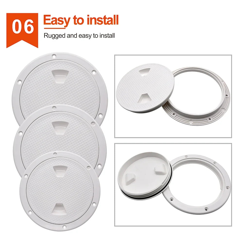 ABS Plastic Round Non-Slip Inspection Hatches with Detachable Cover Marine Screw Out Access Hatch Cover For Kayaks Yacht 4'' 6''