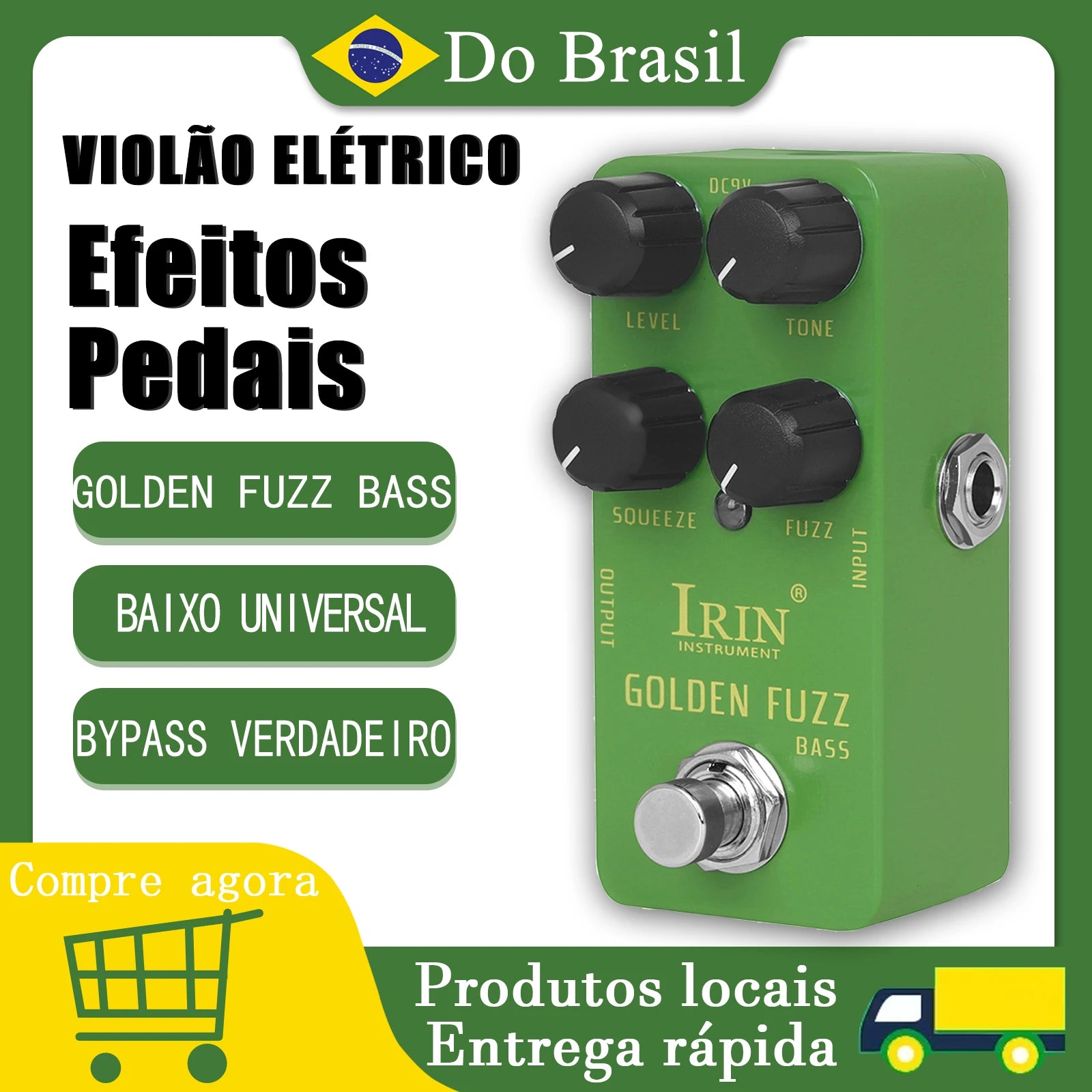 IRIN RS-20 Golden Fuzz Bass Electric Guitar Effect Pedal Classic Bass Fuzz Tone Effects True Bypass Pedals Guitarra Accessories