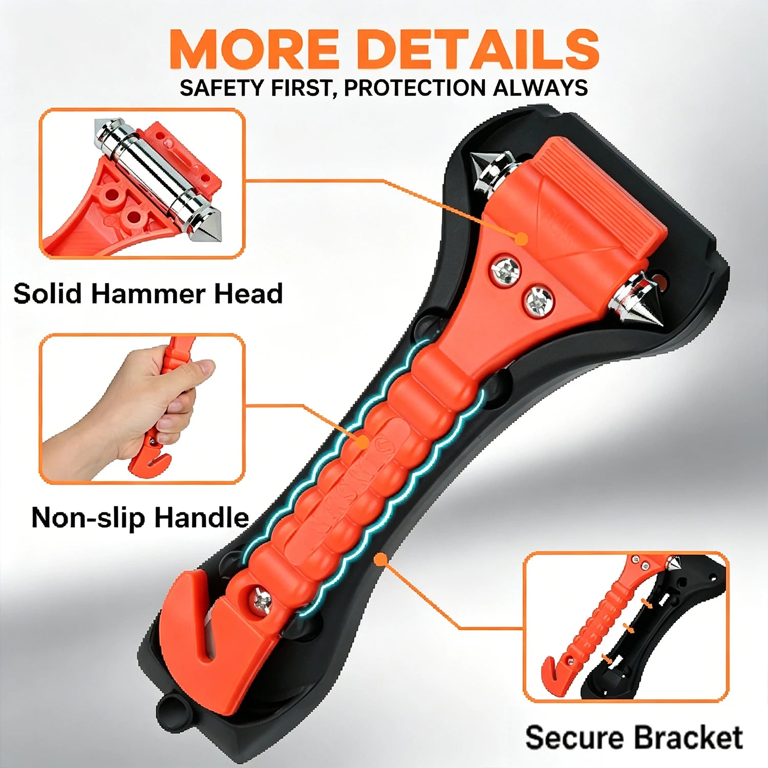 1/8PCS Emergency Escape Hammer, Car Safety Tool with Seat Belt Cutter & Window Breaker, Red Survival Tool for Camping Driving