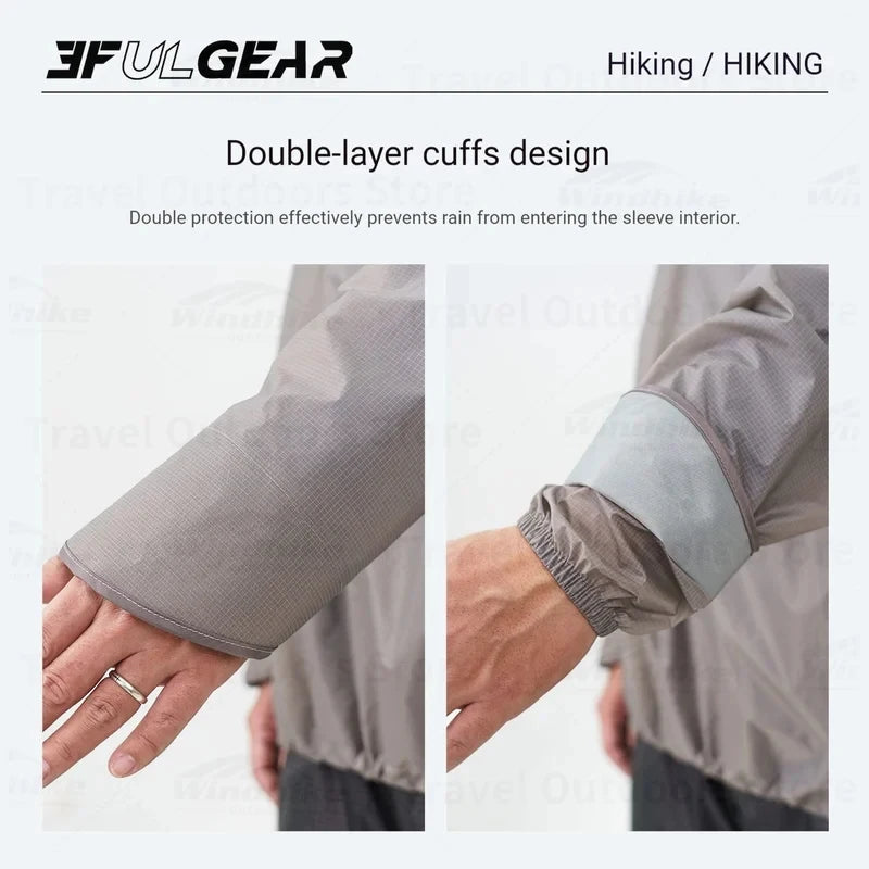 3F UL GEAR Split Hiking Raincoat Rain Pants Waterproof 15D Nylon Lightweight Outdoor Camping Rain Coat Gear Poncho Women Men