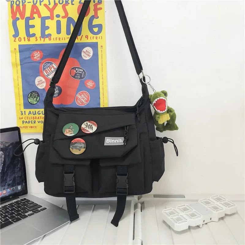 Trendy Large Capacity Campus Style Women Crossbody Bag, Student School Bags, Couples Shoulder Messenger Bag for Casual Daily Use