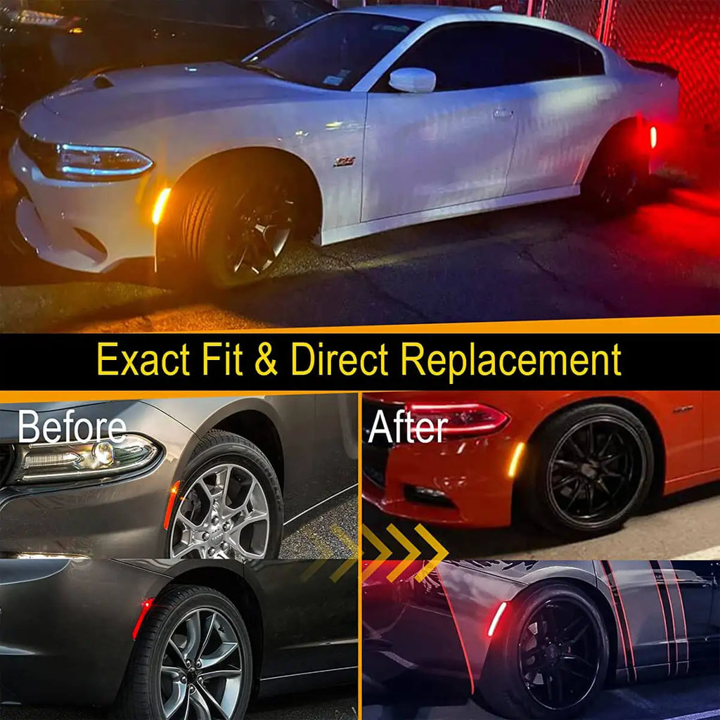 Car Side Marker Light Front Rear LED Lamps For Dodge Charger 2015 2016 2017 2018 2019 2020 2021 2022 2023 Auto Fender Lamp
