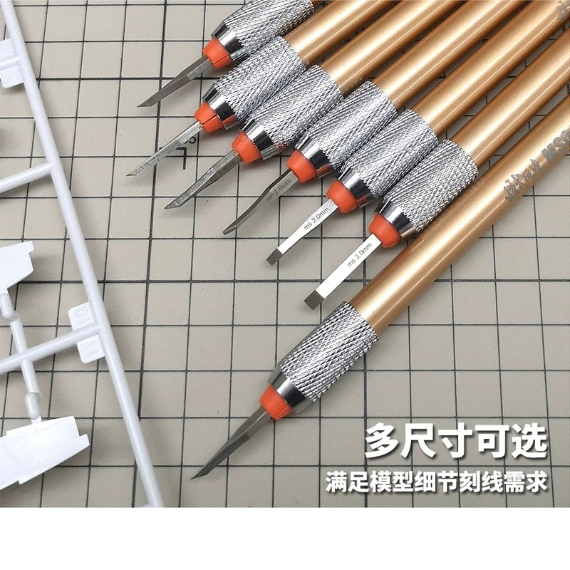 MOSHI MS048 0.15-3mm Model Carving Chisel Push Knife Precision Scribe Line Carver HSS Scoring Knife Hobby Model Making Tools
