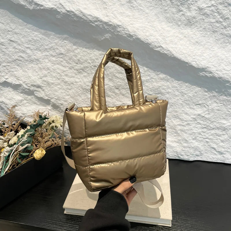Female Bags Woman Puffy Lightweight Handbag LargeCapacity Quilted Shoulder Bag Adjustable Strap Puffer Tote Handbag Shopping Bag
