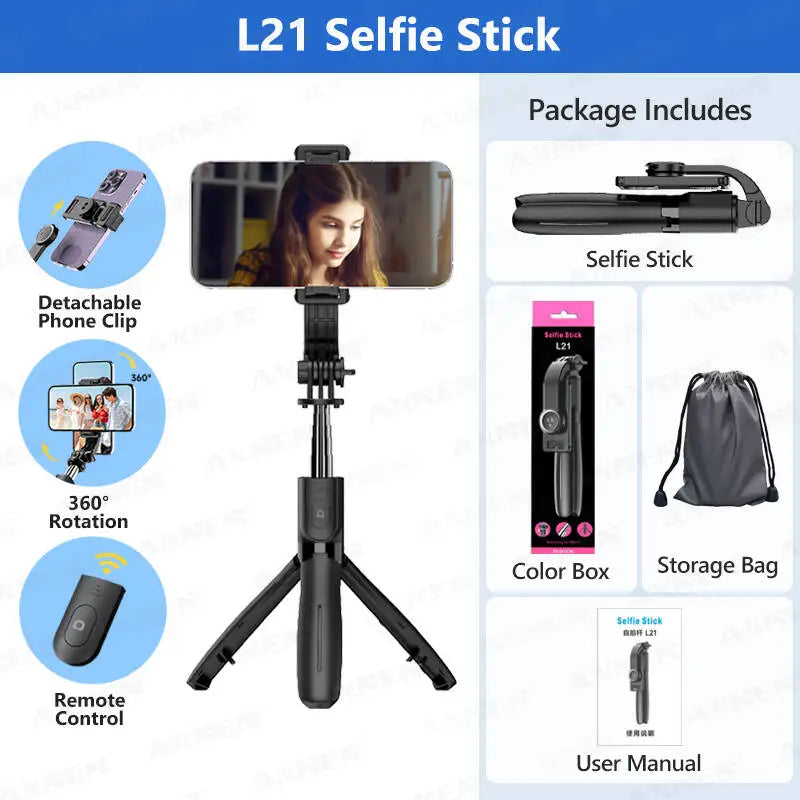 Handheld Selfie Stick Tripod Wireless Remote Stable Shooting with Action Camera Mobile Phone Optional Fill Light Portable Travel