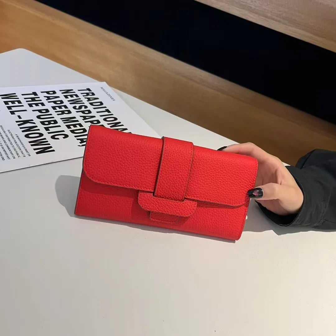 2025 Latest Light Luxury High Quality Lychee Pattern Cowhide Clutch Bags Fashion Lady Genuine Leather Shoulder Bags
