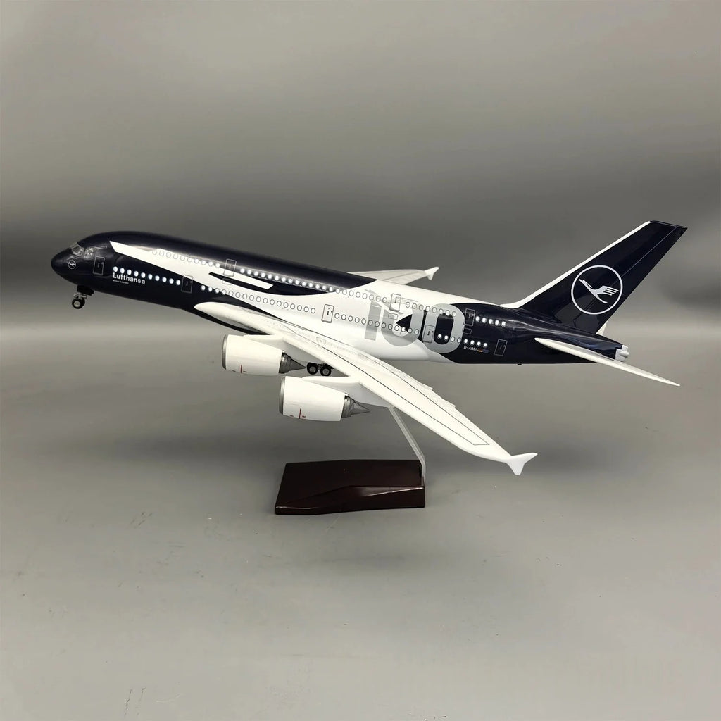 46cm Lufthansa A380100th Anniversary Airplanes Model 1/160 Scale Plane Aircraft Resin with Wheel Light Souvenir Hobby Collection
