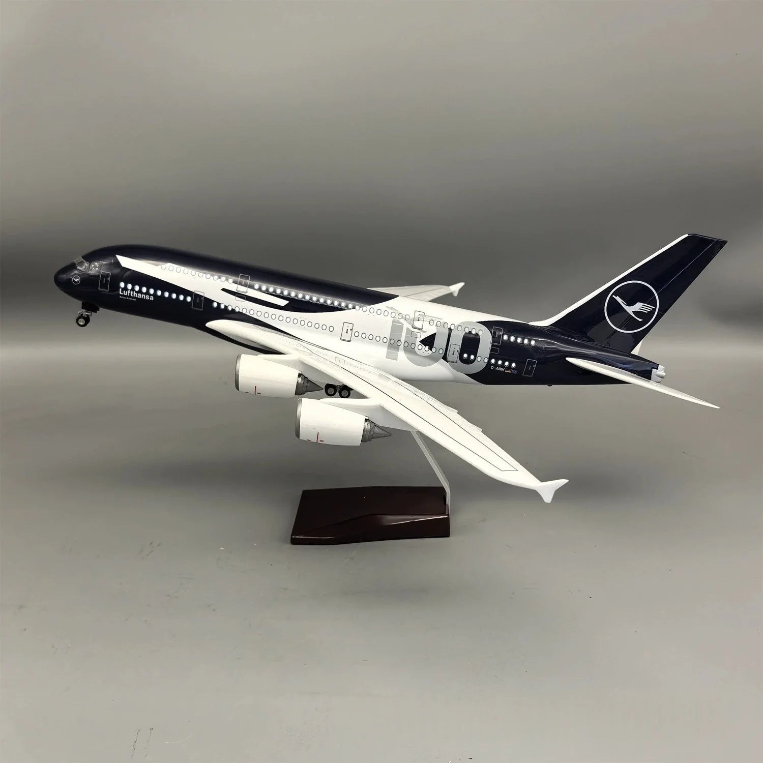 46cm Lufthansa A380100th Anniversary Airplanes Model 1/160 Scale Plane Aircraft Resin with Wheel Light Souvenir Hobby Collection