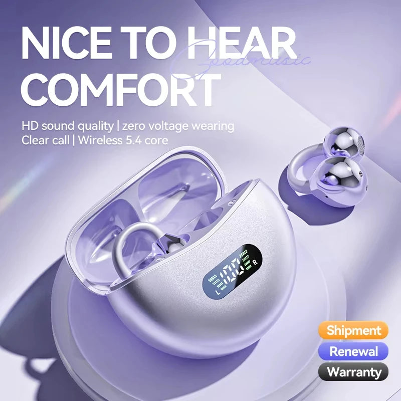 New M79 Bluetooth Headset; Wireless Bluetooth 5.4 Earplug Clip-On Waterproof Sports Digital Display Headset