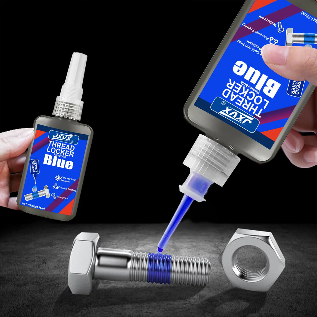 Threadlocker Screw Glue Blue Medium Strength Quickly Cured Thread Locking Agent Anaerobic Adhesive  Industrial Thread Sealant,Replaces Washers,,Suitable for All Metal Threaded Assemblies,1-6pcs.