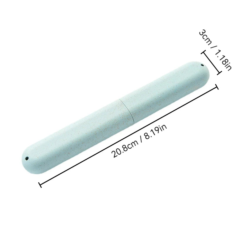 Portable Toothbrush Storage Box with Drain Hole Travel Case for Cutlery Makeup Brushes