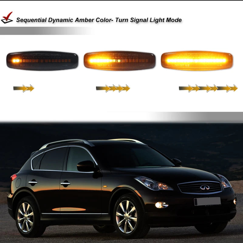 LED Dynamic Side Marker Turn Signal Lights For Infiniti EX25 EX35 EX37 FX30d FX35 FX37 FX50 G25 G35 G37 JX35 M25 M35 M37