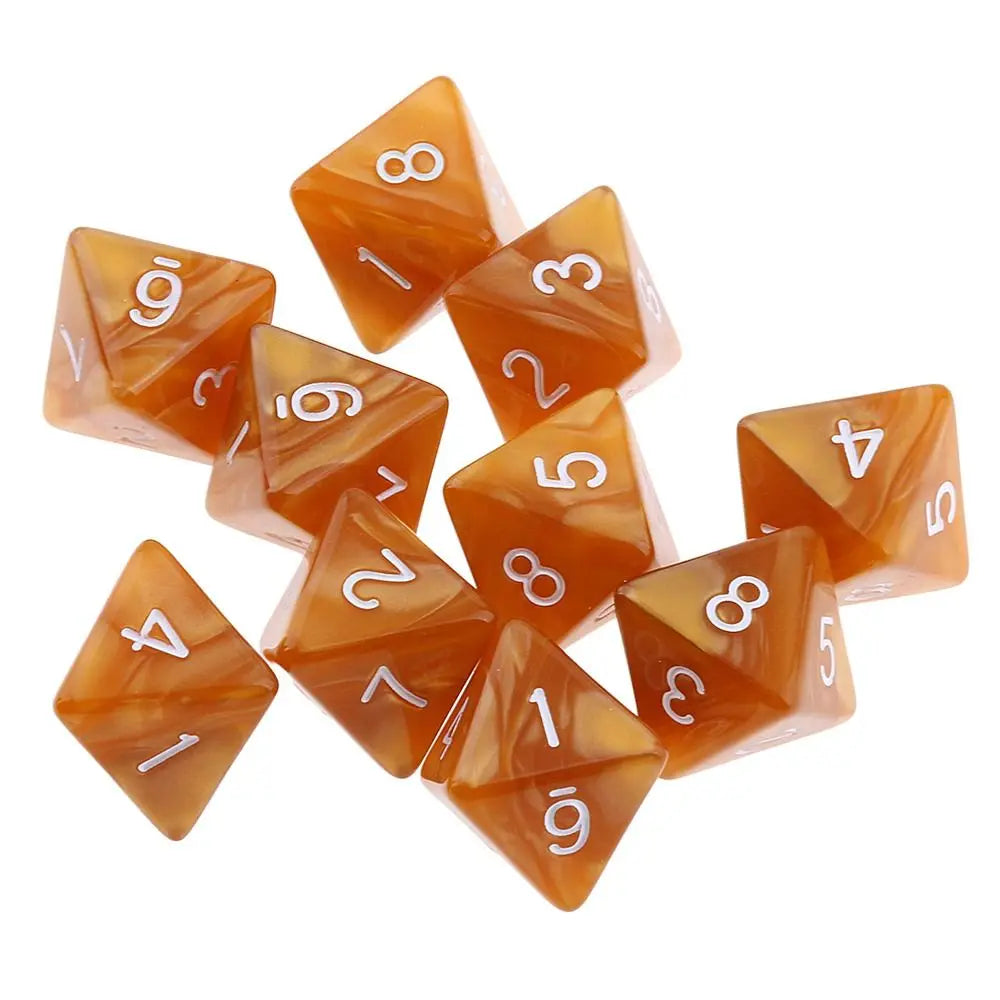 10Pcs/set D8 16mm Digital Dice Set 8 Sided Acrylic Table Game Opaque Polyhedral Dices for DND Dice Tabletop Role-Playing Game