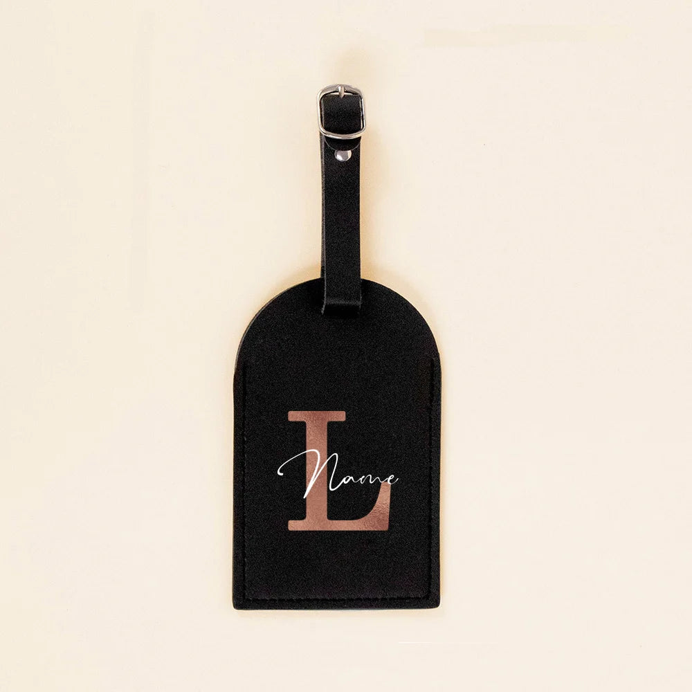 Personalised Initial with Name Monogram Luggage Tag PU Leather for Suitcase Baggage Handbag Tags Travel Bag Label Tag Best Gift