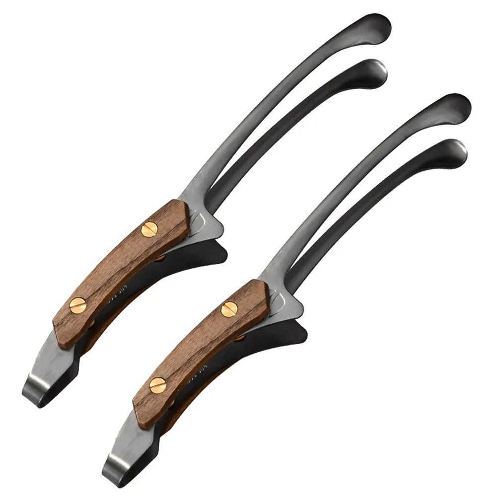 Stainless Steel Outdoor Retro Barbecue Clip Wooden Handle Grilled Meat Clip Pan Fried Steak Heat Resistant Kitchen Food Clip New
