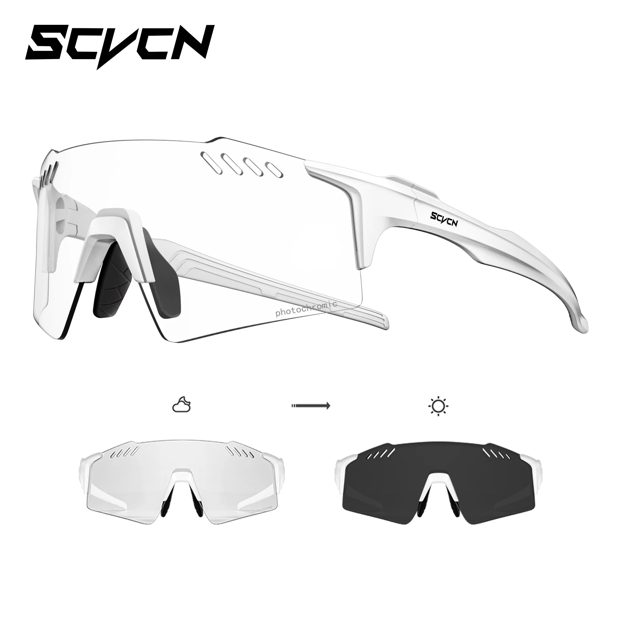 SCVCN Hiking Eyewear Fashion Rimless Cycling Glasss Outdoor Sports Running Drving Sunglasses for Men Goggles Mtb Bicycle 1 Lens