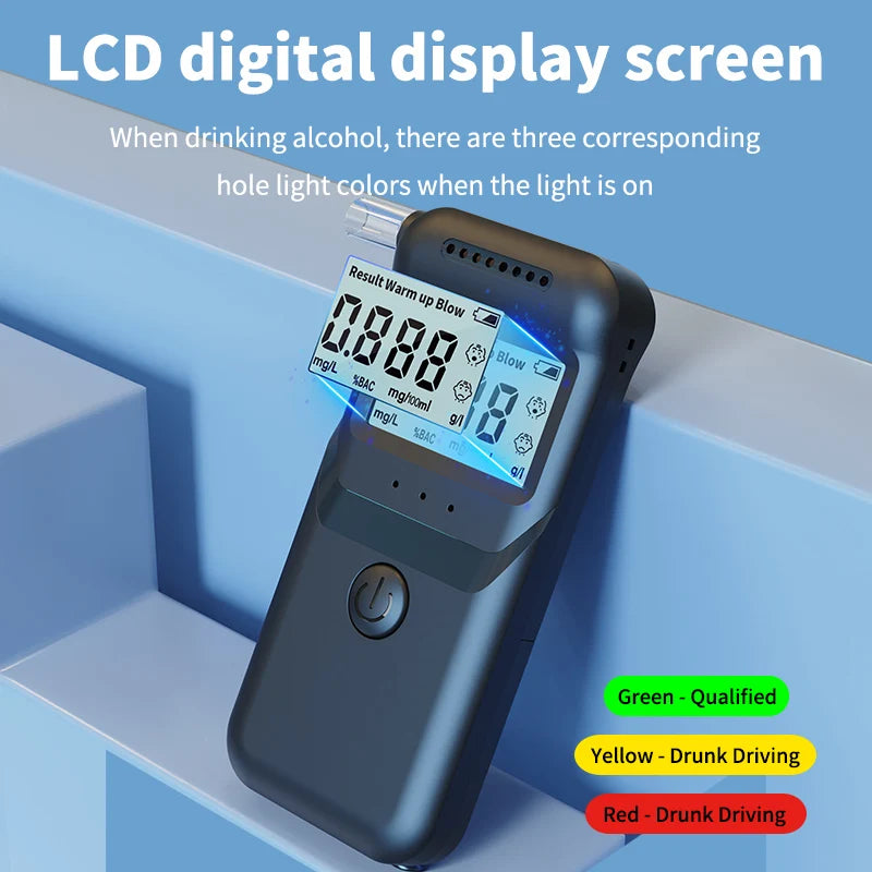Alcohol Breathalyzer Tester with Digital LCD Display Grade Accuracy Personal Alcohol Tester for Home Use Drunk Driving Analyzer