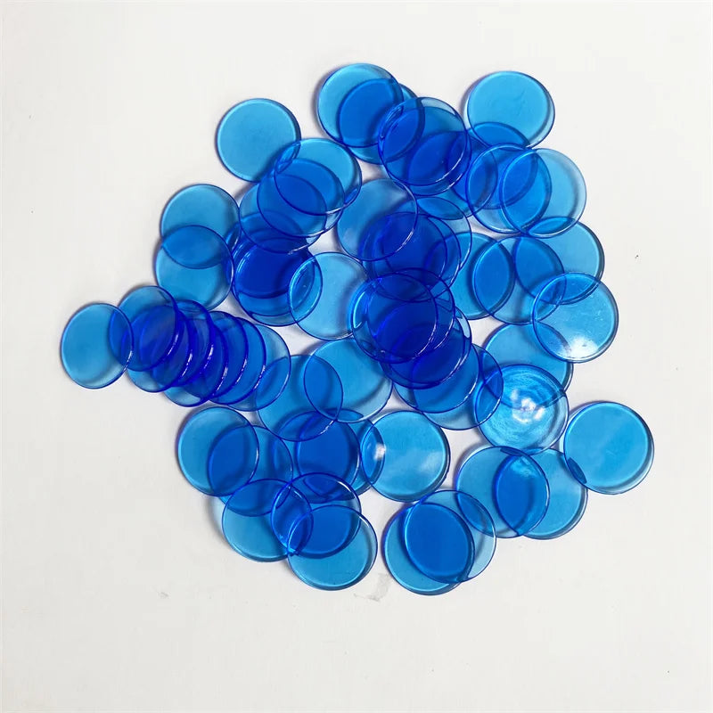 100pcs 19mm Transparent Chips Plastic Counting Supplies Counters For Maths Board Game Token