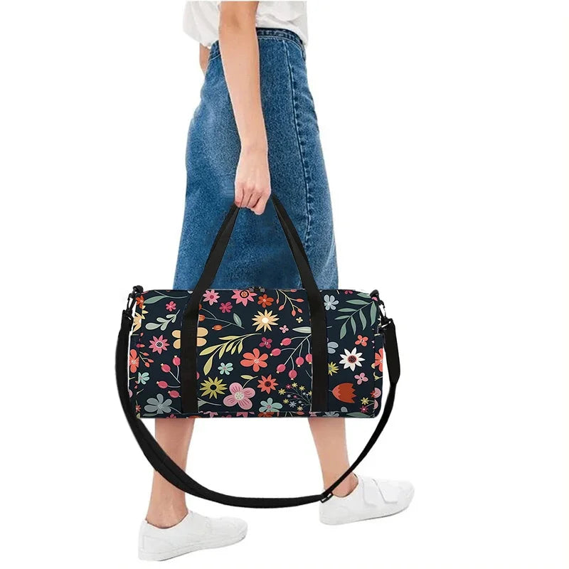 Cartoon Flower Pattern Large Capacity Luggage Bag  For Boy And Girls Best Gifts 2D Cartoon Travel Duffels Hand Bag For Children