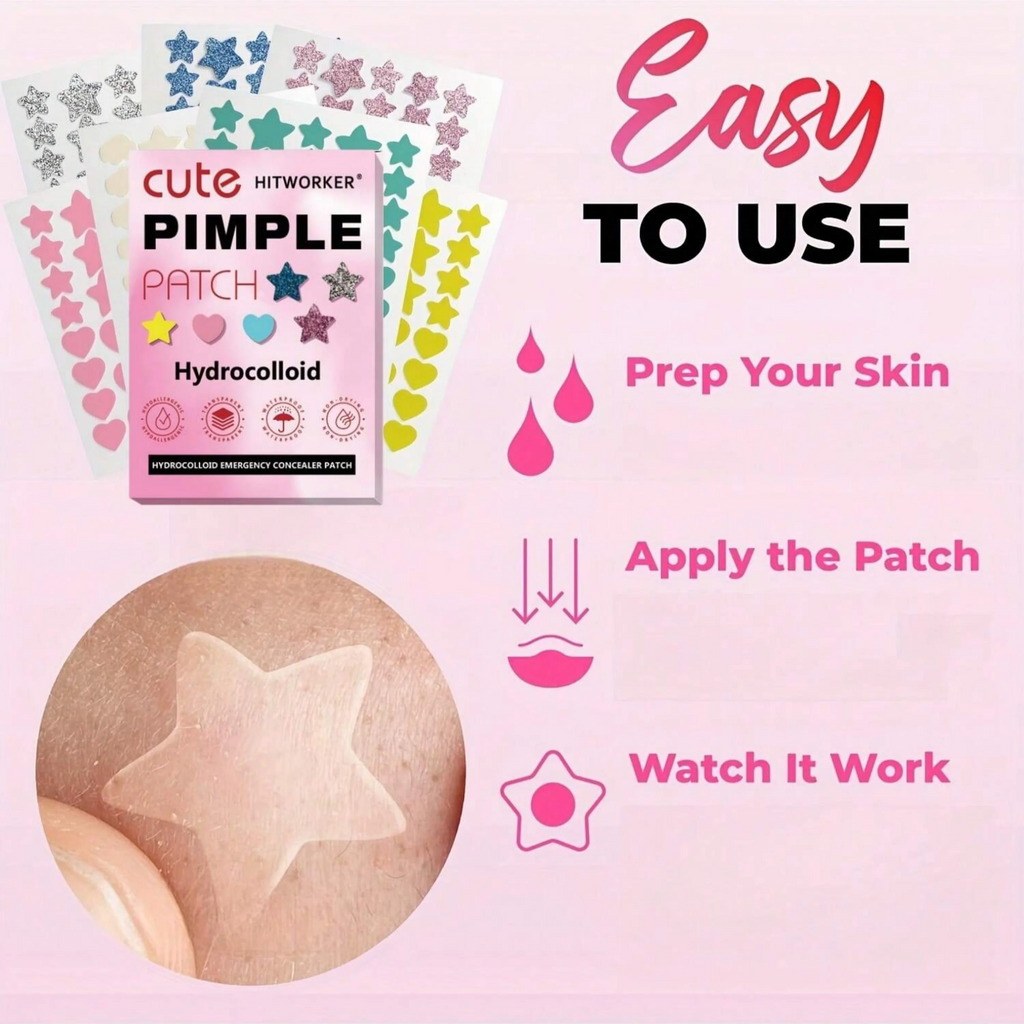 260 pcs Acne Patches - Gentle and non-irritating, absorbs acne and cleans blemishes - Multi-shaped and colorful concealer patche