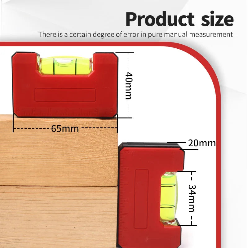 Mini Pocket Level Magnetic Horizontal Vertical Spirit Leveler Tool Woodworking Portable Mini Bubbles Ruler Length 65mm