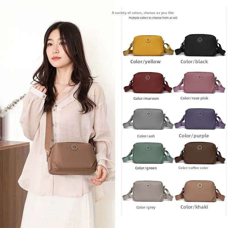 Ladies Nylon Crossbody Bag Wear Resistant Multi Layer Storage Adjustable Strap for Shopping Walking Errands Outdoor Daily Carry