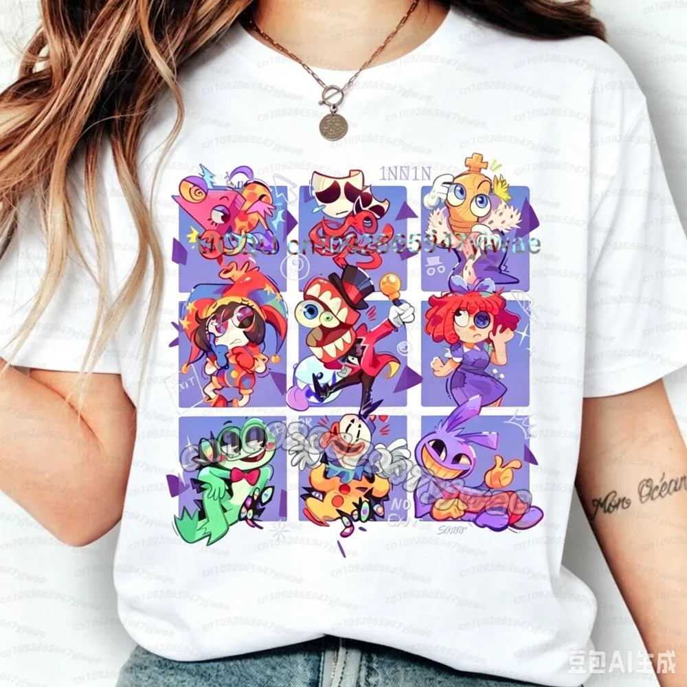 The Amazing Digital Circus Periphery T-shirt Men and Women New Summer Cotton Y2K Clothing Fashion Comfortable Short Sleeve Tops