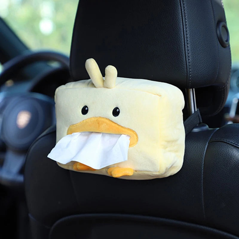 Cartoon Tissue Box Holder Cute Short Plush Tissue Boxes Bracket Auto Armrest Box Car Seat Back Car Decorations Car Tissue Holder