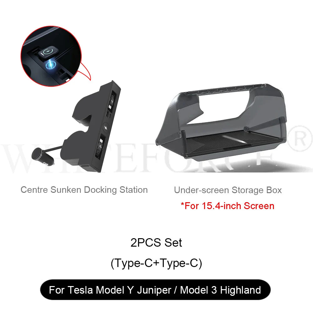 For Tesla Model Y Juniper Fast Charger USB Shunt Docking Station for Model 3 Highland Sunken Adapter Powered Splitter Extension