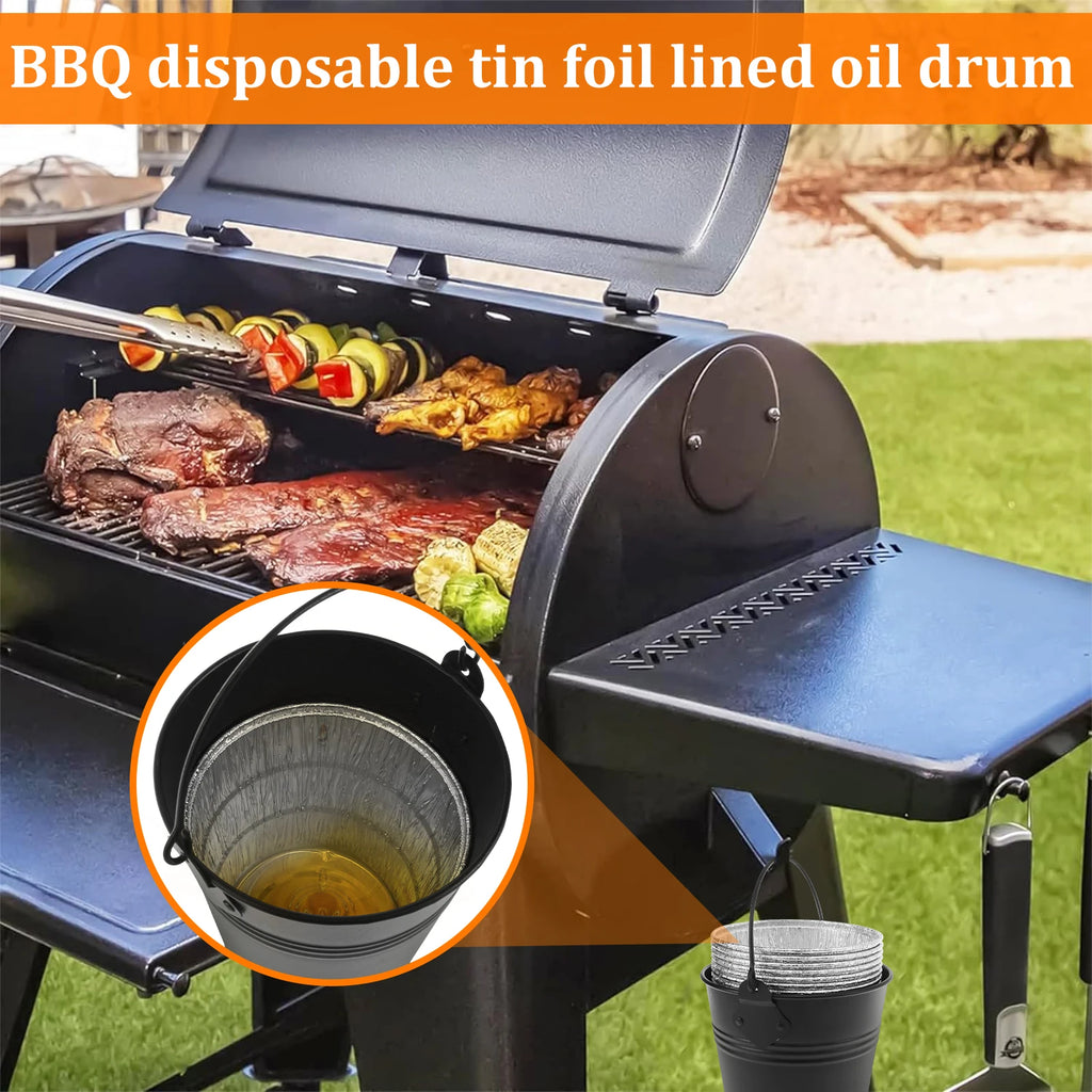 Smoker Grease Bucket Fit for Traeger Large Capacity Steel Grills Drip Bucket Grease Bucket with Lid For BBQ & Picnic Accessories
