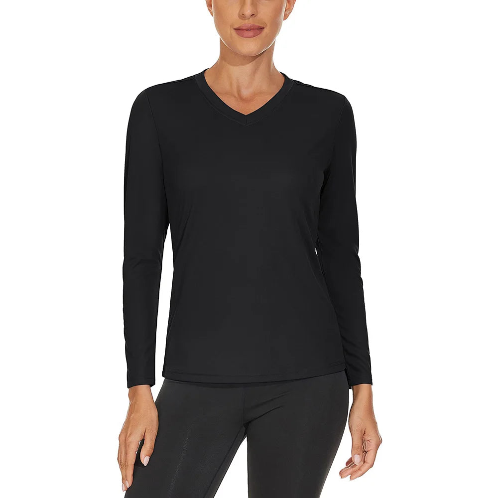 KEFITEVD UPF 50+ Women Long Sleeve T-shirts UV Sun Protection Outdoor Sport T Shirt Moisture Wicking Camping Hiking T-Shirts Tee