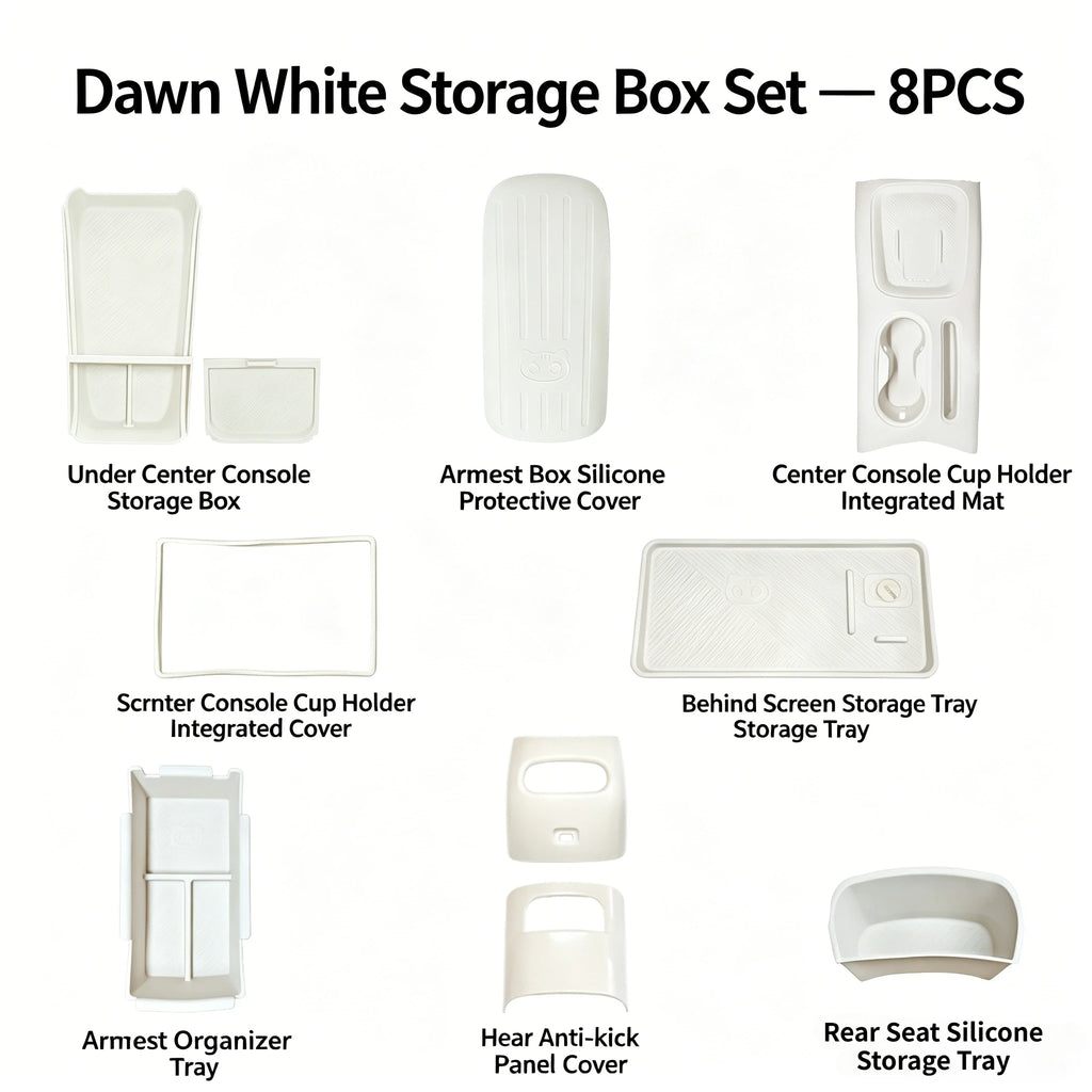 For ORA 5 2026 GWM Car Central Control Button Silicone Pad Armrest Box Cover Water Cup Slot Interior Accessories Set White Grey
