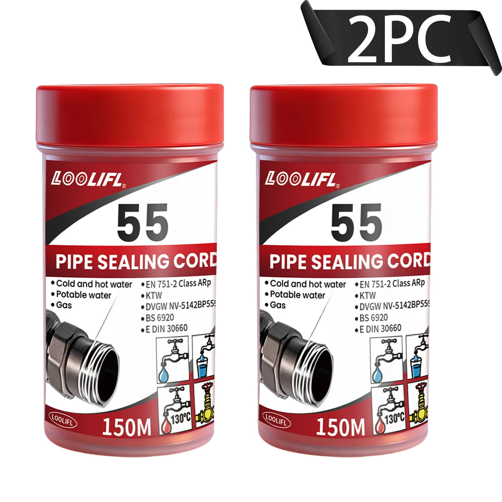 LOOLIFL 55Professional Pipe Sealing Cord Thread Seal Tape Alternative for Hot/Cold Water,Gas Pipeline Plumbing Sealing Solution
