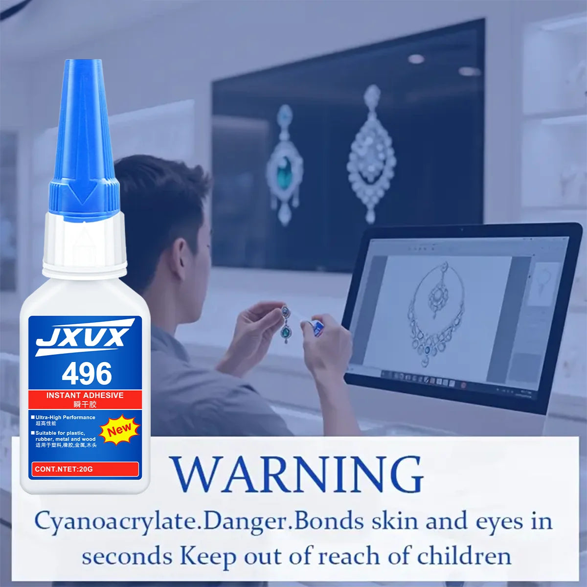 496 Instant Glue Cyanoacrylate Super Glue Quick-Drying Glue Metal Plastic Ceramic Strong Sticking Fixed Glue 10 Seconds Fast Dry
