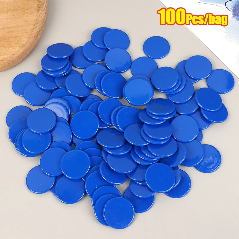 100Pcs 25mm Montessori Learning Education Math Toy Plastic Poker Chips Bingo Chip Markers Token Family Club Party Counting Toy