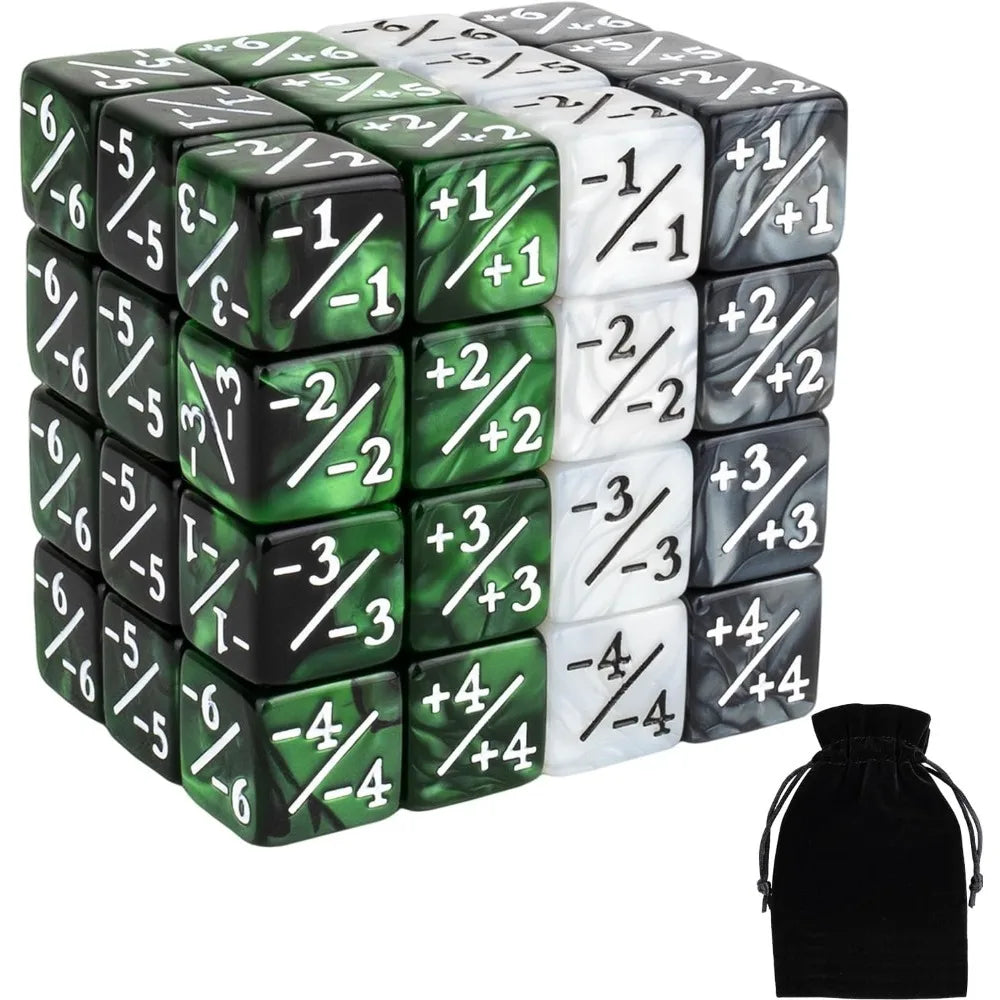 48 Pieces Magic Counter Dice Plus 1 MTG Counters Dice Set Marble Life Buff Tokens D6 Dice Compatible with Magic The Gathering