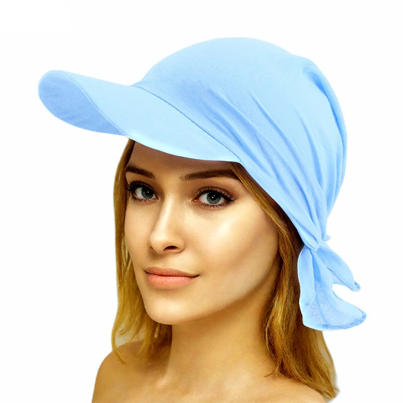 Summer Bandana Breathable UV Protection Cycling Turban With Brim Men Women Outdoor Sunscreen Fishing Headscarf Beach Sun Hat