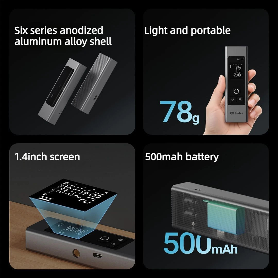 ProTap 60M Mini Smart Laser Distance Meter Measure Infrared Rangefinder USB Charging Portable Handheld Laser Range Finder Tools