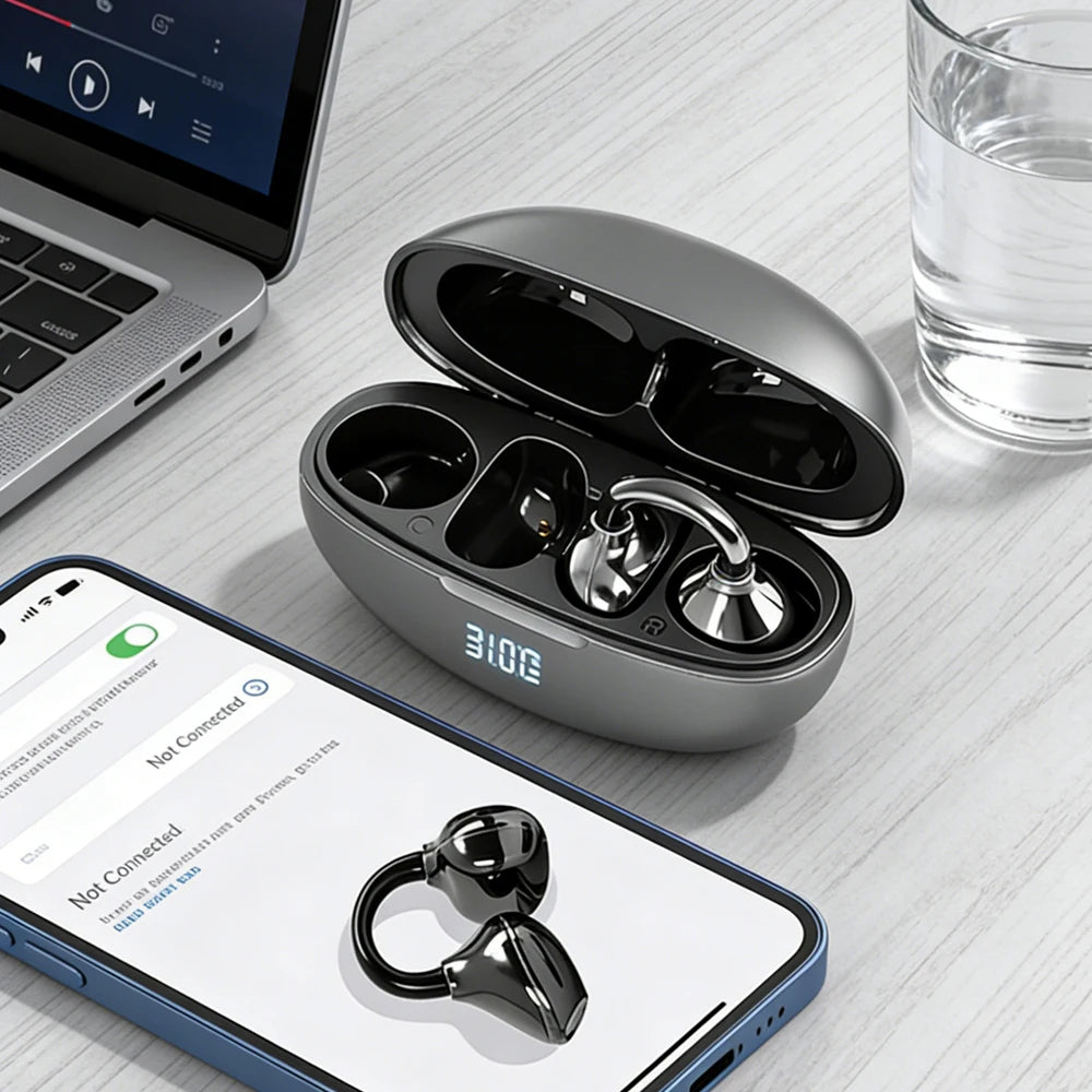 Stereo Wireless Earbuds Clear Calls BT 5.4 OWS Earphone with LED Display Comfort Fit Headphone for Business Travel New Products
