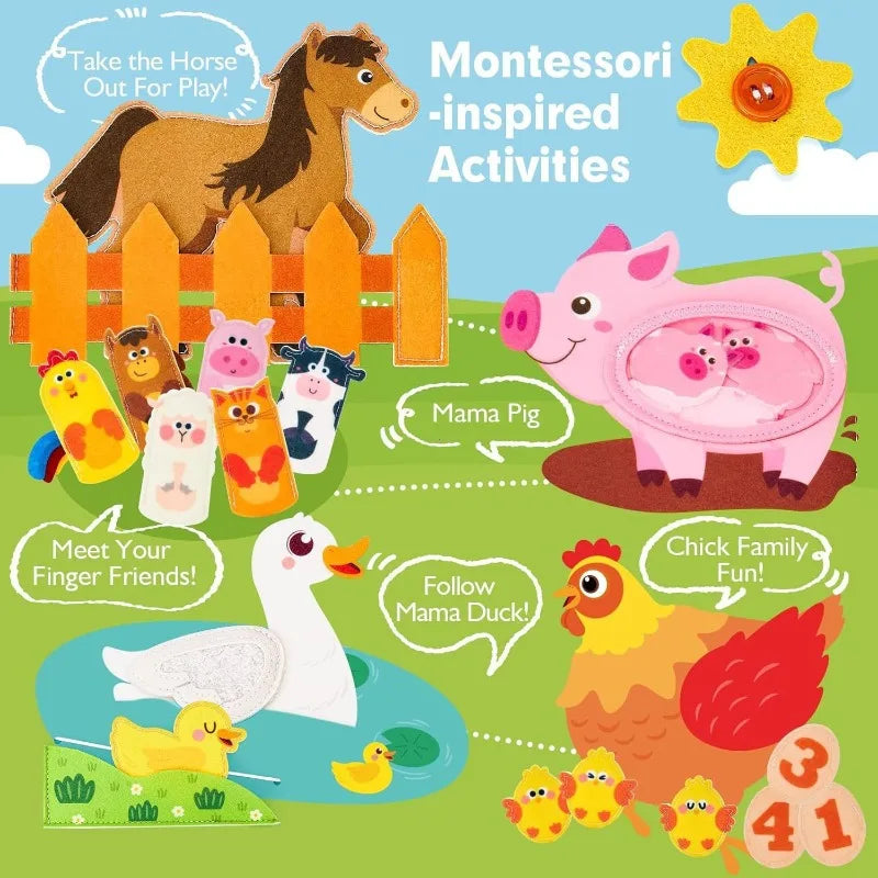 Busy Board Montessori Toys For Toddlers Farm Animal Story Busy Book Sensory Toy Preschool Learning Fine Motor Travel Activities